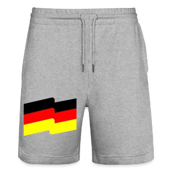 Flag - Stanley/Stella Trainer Unisex Organic Jogging Shorts - heather grey - Front - Nik (191cm) & Marisol (170cm)