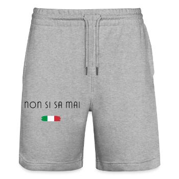 Non si sa mai – Italy Spruch Design - Stanley/Stella Trainer Unisex Organic Jogging Shorts - heather grey - Front - Nik (191cm) & Marisol (170cm)
