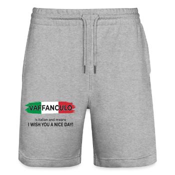 Vaffanculo – Have a nice day - Stanley/Stella Trainer Unisex Organic Jogging Shorts - heather grey - Front - Nik (191cm) & Marisol (170cm)