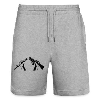 Broken Rifle - Symbol of Peace - Stanley/Stella Trainer Unisex Organic Jogging Shorts - heather grey - Front - Nik (191cm) & Marisol (170cm)
