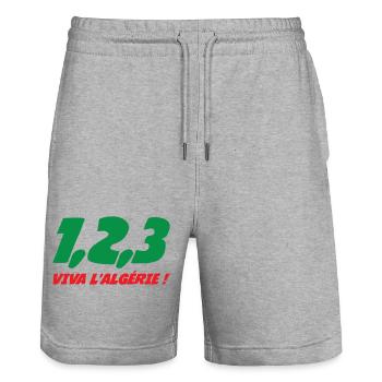 1, 2, 3 Viva l'Algérie - Stanley/Stella Trainer Unisex Organic Jogging Shorts - heather grey - Front - Nik (191cm) & Marisol (170cm)