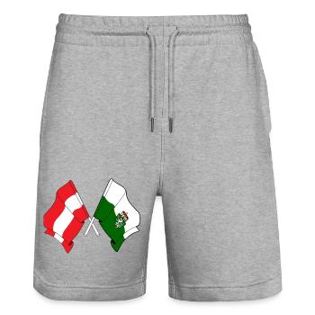 Austria & Styria Crossed Flags - Stanley/Stella Trainer Unisex Organic Jogging Shorts - heather grey - Front - Nik (191cm) & Marisol (170cm)