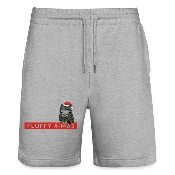 Fluffy X-Mas – Cute Cat Christmas - Stanley/Stella Trainer Unisex Organic Jogging Shorts - heather grey - Front - Nik (191cm) & Marisol (170cm)
