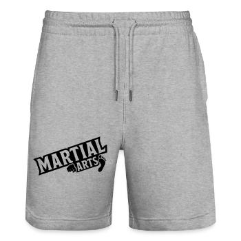 Arts martiaux avec icône Poing et Pied - Short de jogging bio TRAINER Stanley/Stella unisexe - gris chiné - Devant - Nik (191cm) & Marisol (170cm)
