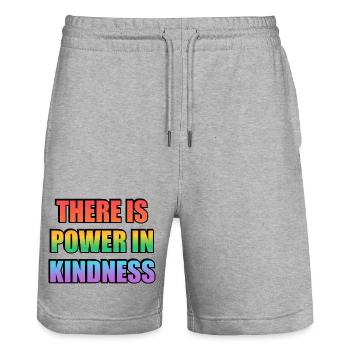 Power in Kindness Rainbow - Stanley/Stella Trainer Unisex Organic Jogging Shorts - heather grey - Front - Nik (191cm) & Marisol (170cm)