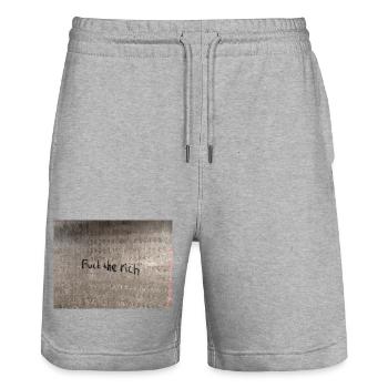 fuck the rich - Stanley/Stella Unisex Bio Joggingshorts Trainer  - Grau meliert - Vorne - Nik (191cm) & Marisol (170cm)