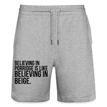 GIUDAN Porridge Hater - like believing in Beige - Stanley/Stella Trainer Unisex Organic Jogging Shorts - heather grey - Front - Nik (191cm) & Marisol (170cm)