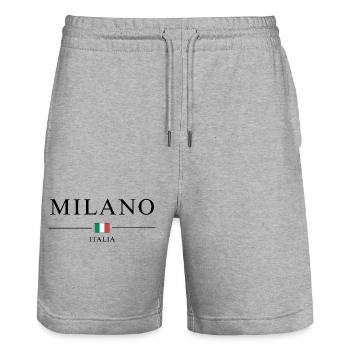 Milano italia - Stanley/Stella Trainer Unisex Organic Jogging Shorts - heather grey - Front - Nik (191cm) & Marisol (170cm)