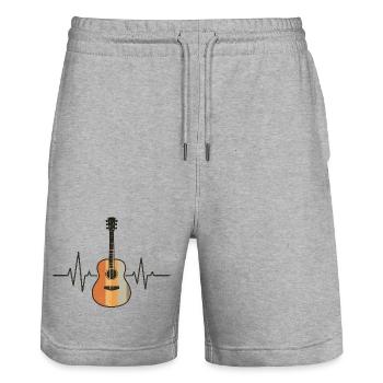 Battement de cœur de guitare | Musicien ECG Rétro Vintage - Short de jogging bio TRAINER Stanley/Stella unisexe - gris chiné - Devant - Nik (191cm) & Marisol (170cm)