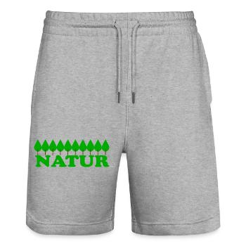 Nature - Stanley/Stella Trainer Unisex Organic Jogging Shorts - heather grey - Front - Nik (191cm) & Marisol (170cm)