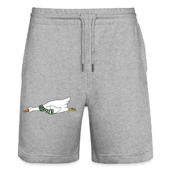 Funny Flying Duck Goose Scarf Cozy Winter Holiday - Stanley/Stella Trainer Unisex Organic Jogging Shorts - heather grey - Front - Nik (191cm) & Marisol (170cm)