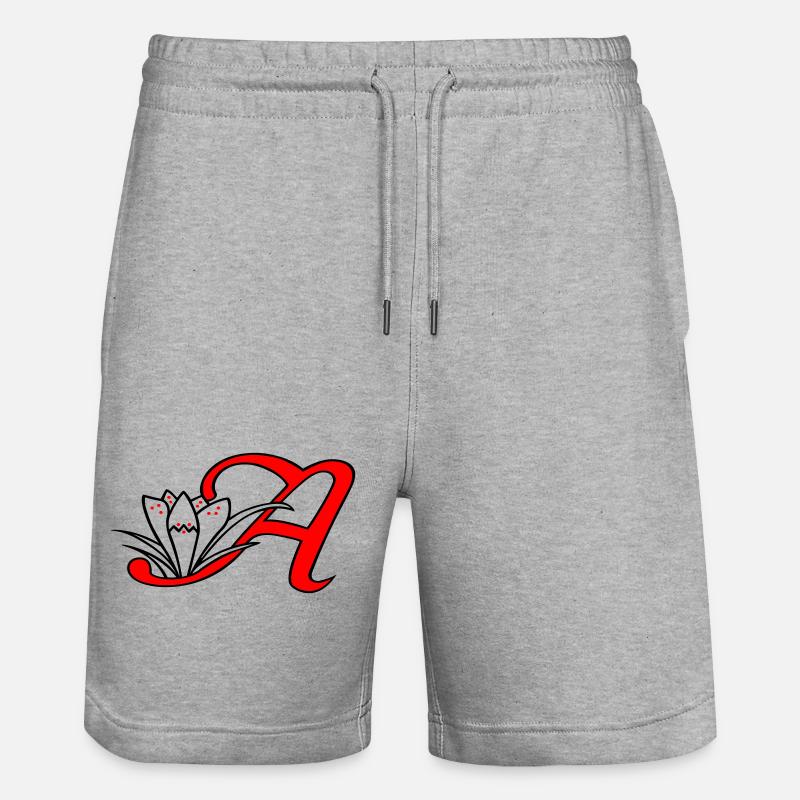 Lettre A Initiale - Short de jogging bio TRAINER Stanley/Stella unisexe - gris chiné