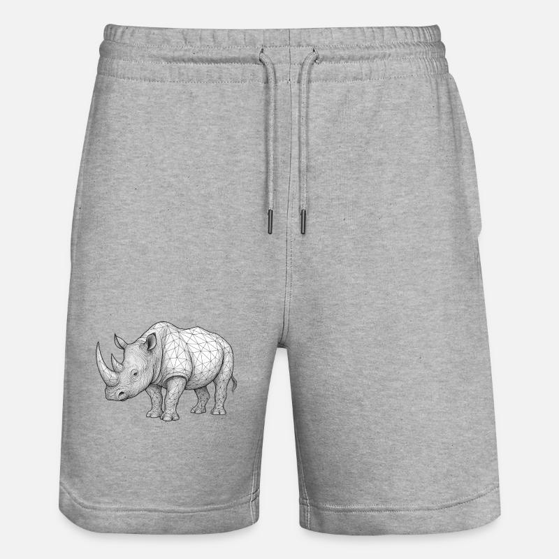 Rhino Wireframe Pattern - Stanley/Stella Trainer Unisex Organic Jogging Shorts - heather grey