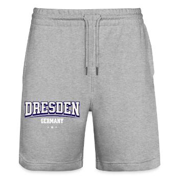 Dresden Germany Vintage College Design - Stanley/Stella Unisex Bio Joggingshorts Trainer  - Grau meliert - Vorne - Nik (191cm) & Marisol (170cm)