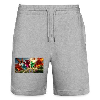 Gummy bear adventure in the spring light - Stanley/Stella Trainer Unisex Organic Jogging Shorts - heather grey - Front - Nik (191cm) & Marisol (170cm)