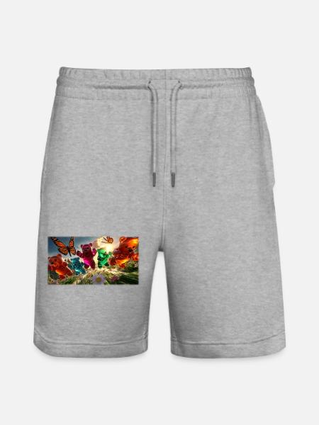 Gummibärchen-Abenteuer im Frühlingslicht - Stanley/Stella Unisex Bio Joggingshorts Trainer  - Grau meliert