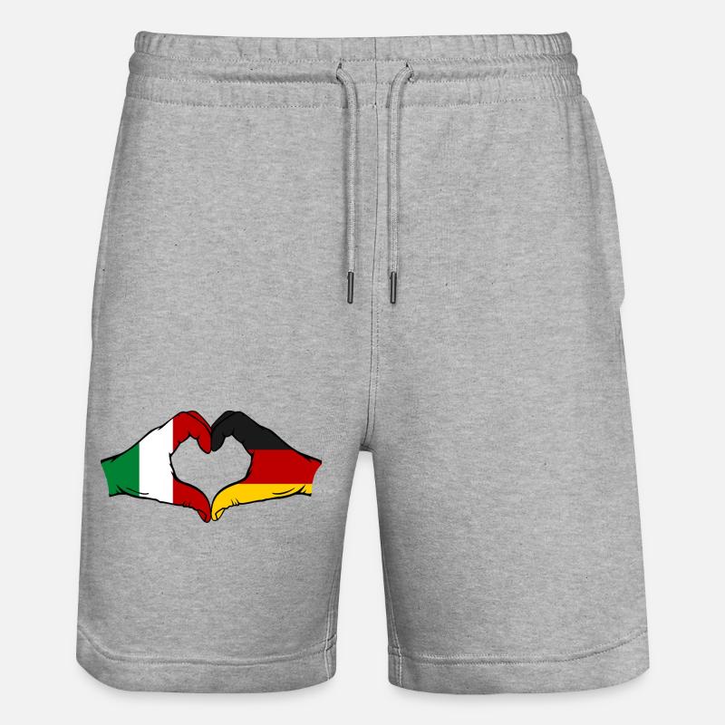 Cœur du drapeau Italie-Allemagne utilisé - Short de jogging bio TRAINER Stanley/Stella unisexe - gris chiné