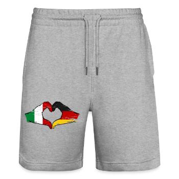 Italien Deutschland Flagge Herz - Stanley/Stella Unisex Bio Joggingshorts Trainer  - Grau meliert - Vorne - Nik (191cm) & Marisol (170cm)