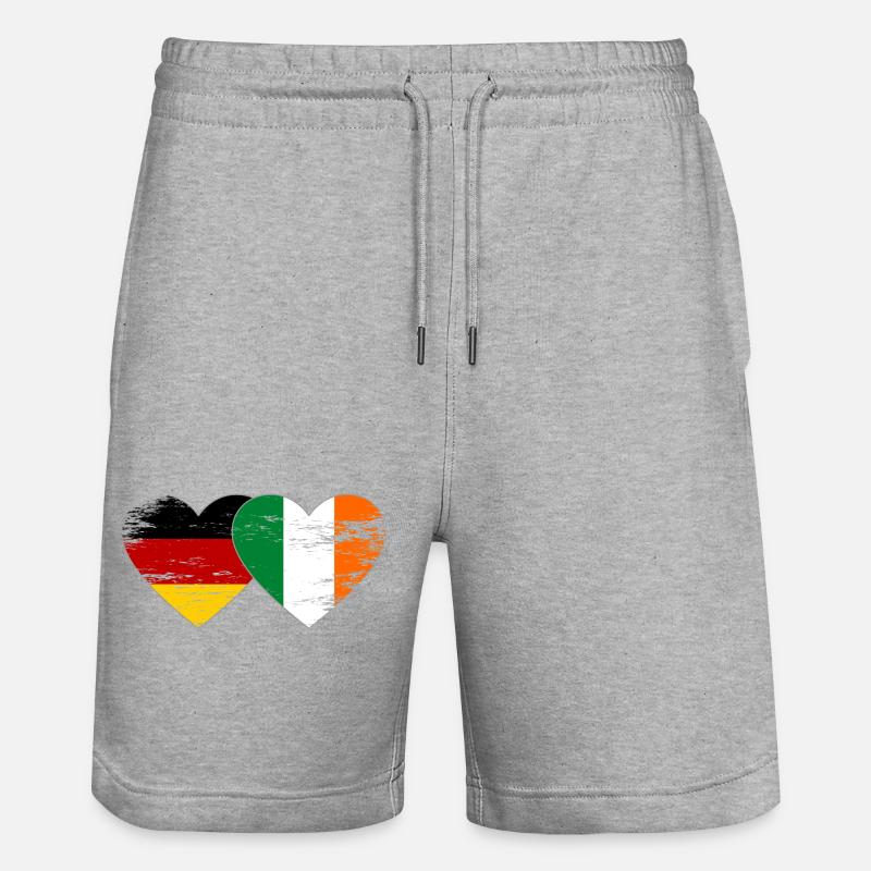 Cœur du drapeau Allemagne Irlande utilisé - Short de jogging bio TRAINER Stanley/Stella unisexe - gris chiné