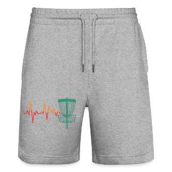 Heartbeat DiscGolf Motif - Short de jogging bio TRAINER Stanley/Stella unisexe - gris chiné - Devant - Nik (191cm) & Marisol (170cm)