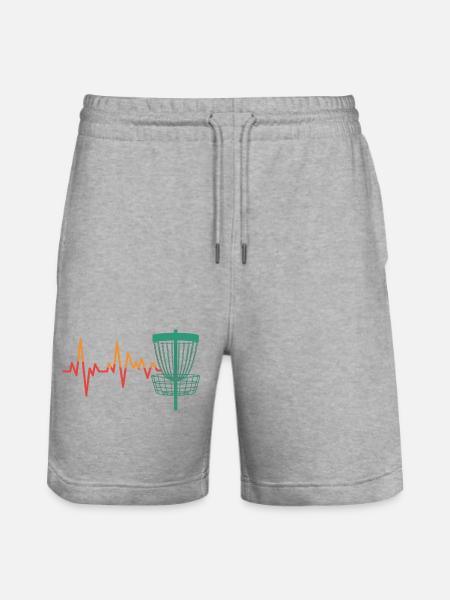 Herzschlag DiscGolf Motiv - Stanley/Stella Unisex Bio Joggingshorts Trainer  - Grau meliert