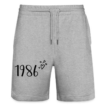 1986 - Stanley/Stella Trainer Unisex Organic Jogging Shorts - heather grey - Front - Nik (191cm) & Marisol (170cm)