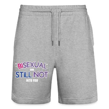 Bisexual And Still Not Into You Design - Stanley/Stella Unisex Bio Joggingshorts Trainer  - Grau meliert - Vorne - Nik (191cm) & Marisol (170cm)