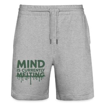 Mind Is Currently Melting Spruch Stress Burnout - Short de jogging bio TRAINER Stanley/Stella unisexe - gris chiné - Devant - Nik (191cm) & Marisol (170cm)