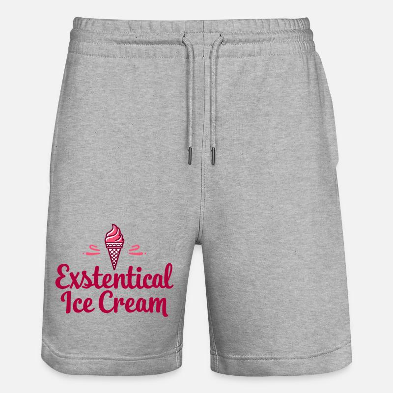 Existenzielle Eiscreme Lustiger Spruch Eis Waffel - Stanley/Stella Unisex Bio Joggingshorts Trainer  - Grau meliert