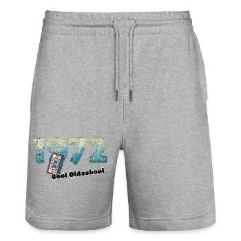 1972 Vintage Retro – Cassette – Cool Olds - Stanley/Stella Trainer Unisex Organic Jogging Shorts - heather grey - Front - Nik (191cm) & Marisol (170cm)
