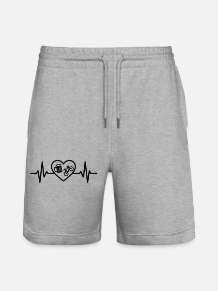 Herz Fahrrad Bier - Stanley/Stella Unisex Bio Joggingshorts Trainer - Grau meliert