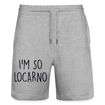 Locarno Switzerland Schweiz - Stanley/Stella Trainer Unisex Organic Jogging Shorts - heather grey - Front - Nik (191cm) & Marisol (170cm)