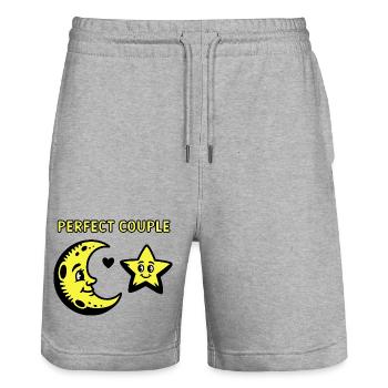 Perfect Couple Moon and Star Harmony - Stanley/Stella Unisex Bio Joggingshorts Trainer  - Grau meliert - Vorne - Nik (191cm) & Marisol (170cm)
