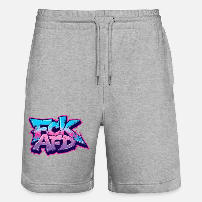 Graffiti Antifa Statement - Stanley/Stella Trainer Unisex Organic Jogging Shorts - heather grey
