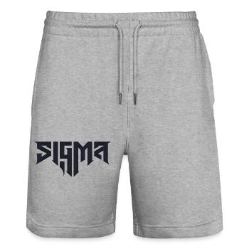 Sigma Glyphs in Tough Typography - Stanley/Stella Trainer Unisex Organic Jogging Shorts - heather grey - Front - Nik (191cm) & Marisol (170cm)