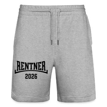 Rentner 2026 (Rente / Ruhestand / Konkav / Black) - Stanley/Stella Unisex Bio Joggingshorts Trainer  - Grau meliert - Vorne - Nik (191cm) & Marisol (170cm)