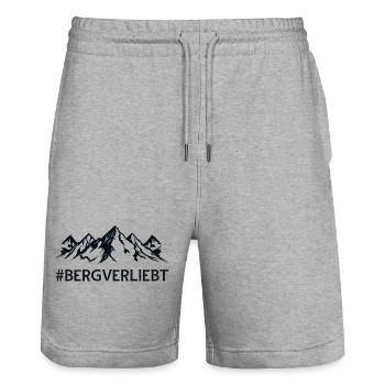Montagne amoureuse du hashtag Paysage montagneux Montagnes - Short de jogging bio TRAINER Stanley/Stella unisexe - gris chiné - Devant - Nik (191cm) & Marisol (170cm)
