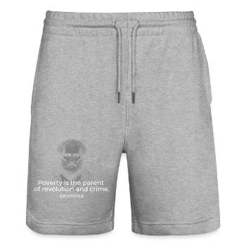 Aristoteles-Armut löst Revolutionen aus - Stanley/Stella Unisex Bio Joggingshorts Trainer  - Grau meliert - Vorne - Nik (191cm) & Marisol (170cm)