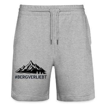 Bergverliebt mit Hashtag Bergige Landschaft Berge  - Stanley/Stella Unisex Bio Joggingshorts Trainer  - Grau meliert - Vorne - Nik (191cm) & Marisol (170cm)