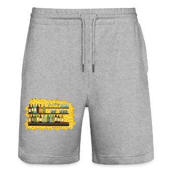 Barregal Cheese Evening Illustration - Stanley/Stella Trainer Unisex Organic Jogging Shorts - heather grey - Front - Nik (191cm) & Marisol (170cm)