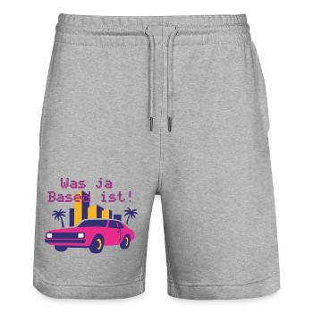Neon Retro Cabrio Miami Stil (Was ja Based ist!) - Short de jogging bio TRAINER Stanley/Stella unisexe - gris chiné - Devant - Nik (191cm) & Marisol (170cm)
