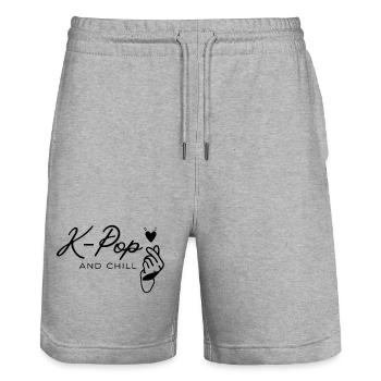K-Pop_and_chill - Stanley/Stella Trainer Unisex Organic Jogging Shorts - heather grey - Front - Nik (191cm) & Marisol (170cm)