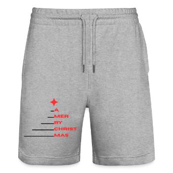 A Merry Christmas - Stanley/Stella Trainer Unisex Organic Jogging Shorts - heather grey - Front - Nik (191cm) & Marisol (170cm)