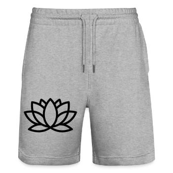 fleur de lotus - Short de jogging bio TRAINER Stanley/Stella unisexe - gris chiné - Devant - Nik (191cm) & Marisol (170cm)