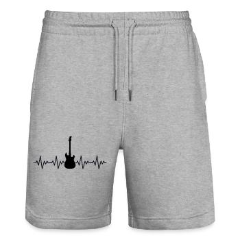 Electric Guitar ECG Heartbeat - Stanley/Stella Trainer Unisex Organic Jogging Shorts - heather grey - Front - Nik (191cm) & Marisol (170cm)