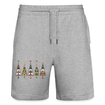 Africa Christmas Tree  - Stanley/Stella Trainer Unisex Organic Jogging Shorts - heather grey - Front - Nik (191cm) & Marisol (170cm)