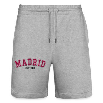 Madrid Est. 1996 - Stanley/Stella Trainer Unisex Organic Jogging Shorts - heather grey - Front - Nik (191cm) & Marisol (170cm)