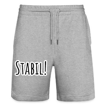 Sturdy design! Stay stable! - Stanley/Stella Trainer Unisex Organic Jogging Shorts - heather grey - Front - Nik (191cm) & Marisol (170cm)