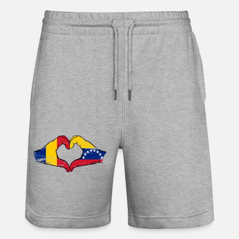 Roumanie Drapeaux du Venezuela Cœur - Short de jogging bio TRAINER Stanley/Stella unisexe - gris chiné