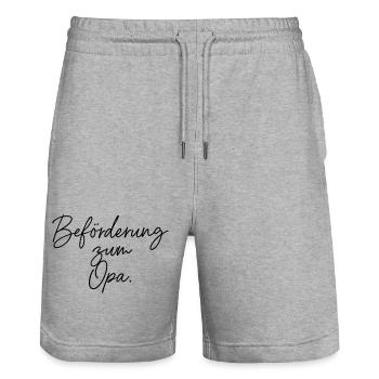 Beförderung zum Opa - Stanley/Stella Unisex Bio Joggingshorts Trainer  - Grau meliert - Vorne - Nik (191cm) & Marisol (170cm)
